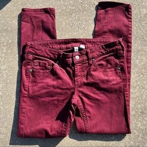 MANGO Jeans Women's Size 6 Wine Burgundy Skinny Slacks Pants Purple Slim Stretch